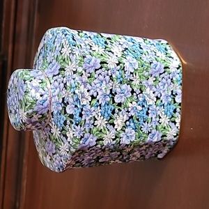 Vintage Chintz Floral Jar - Purple, white, and blue